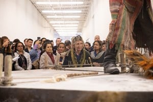 Kyzyl Tractor Art Collective, Live Performance at 'Thinking Collections: Telling Tales,' ACAW Signature Exhibition, Mana Contemporary, Jersey City (14 October 2018). Courtesy Asia Contemporary Art Week. Photo: Michael Wilson.